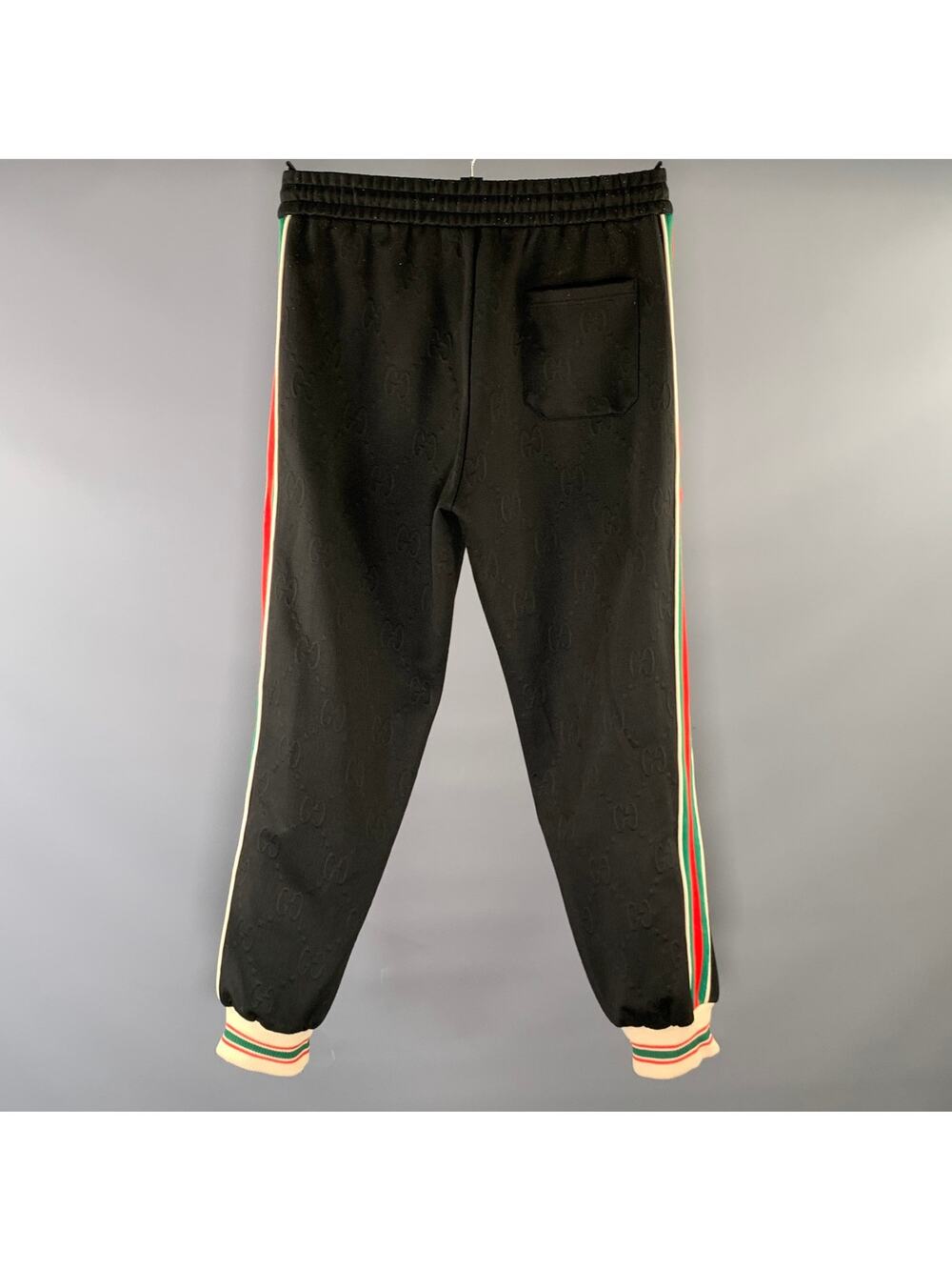 GUCCI Size L Black Monogram Cotton Sweatpants Casual Pants